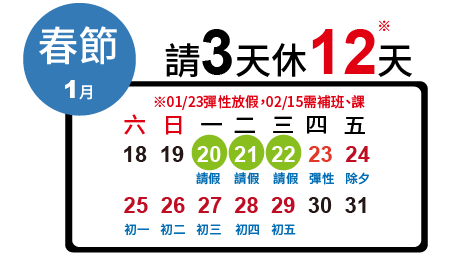 春節 請3休12_請2休11